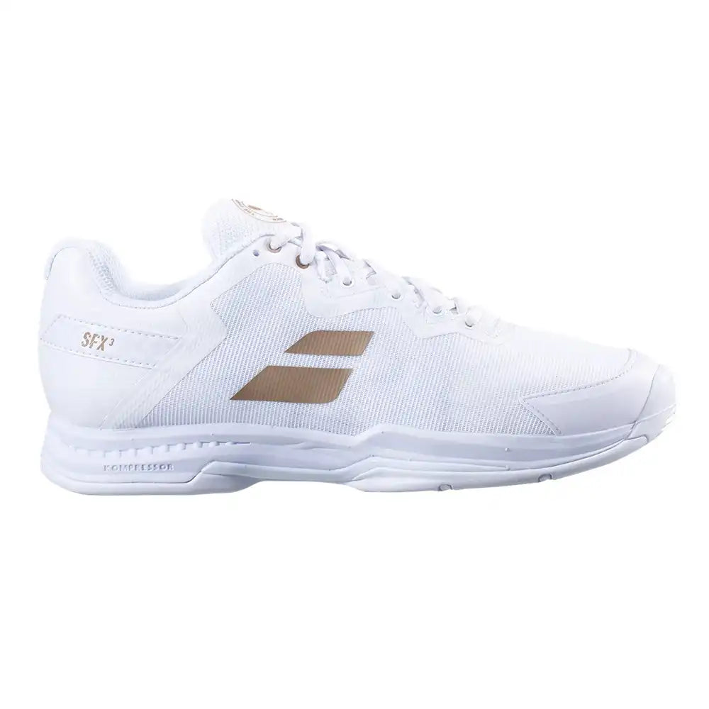 Babolat SFX3 Wimbledon All Court Men Tennis Shoes - White Gold-The Racquet Shop-Shop Online in UAE, Saudi Arabia, Kuwait, Oman, Bahrain and Qatar