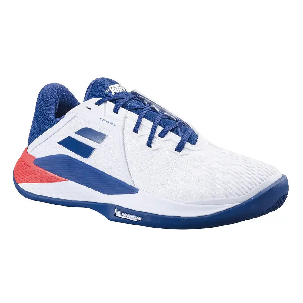 Babolat Propulse Fury 3 Clay Men Tennis Shoes - White/Estate Blue-The Racquet Shop-Shop Online in UAE, Saudi Arabia, Kuwait, Oman, Bahrain and Qatar