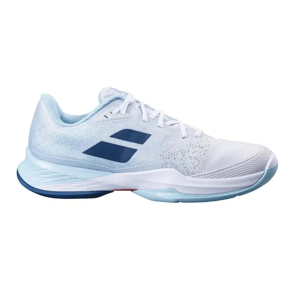 Babolat Jet Mach 3 All Court Women Tennis Shoes - White/Angel Blue-The Racquet Shop-Shop Online in UAE, Saudi Arabia, Kuwait, Oman, Bahrain and Qatar