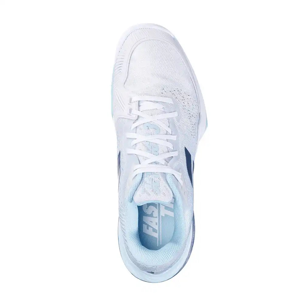 Babolat Jet Mach 3 All Court Women Tennis Shoes - White/Angel Blue-The Racquet Shop-Shop Online in UAE, Saudi Arabia, Kuwait, Oman, Bahrain and Qatar