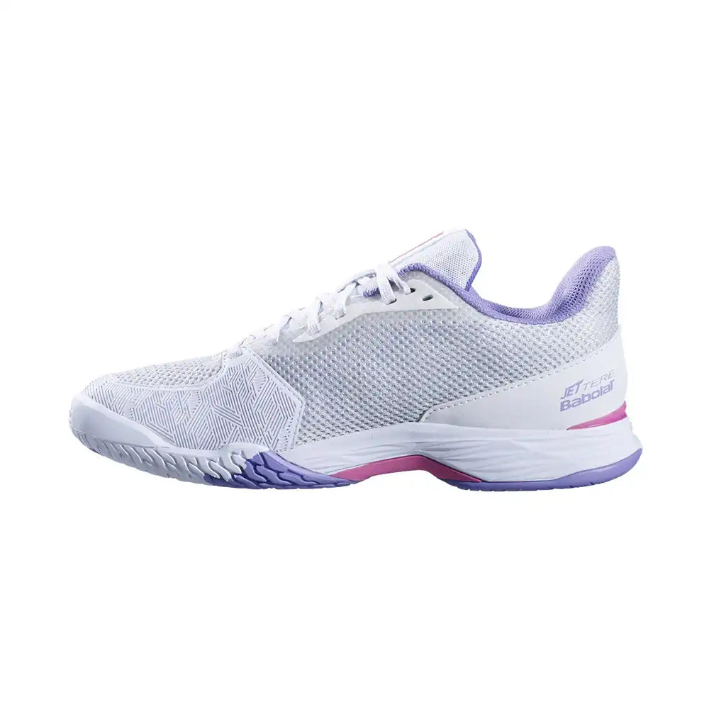 Babolat Jet Tere All Court Women Tennis Shoes - White/Lavender-The Racquet Shop-Shop Online in UAE, Saudi Arabia, Kuwait, Oman, Bahrain and Qatar