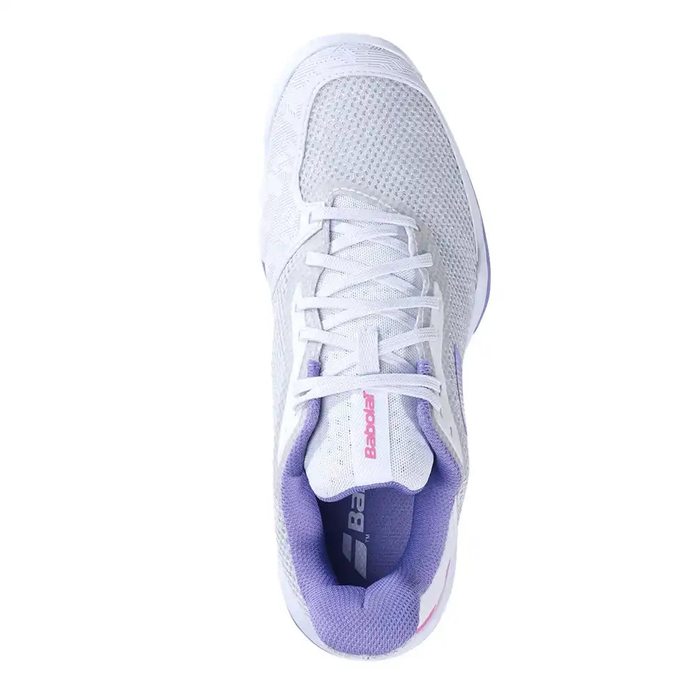 Babolat Jet Tere All Court Women Tennis Shoes - White/Lavender-The Racquet Shop-Shop Online in UAE, Saudi Arabia, Kuwait, Oman, Bahrain and Qatar