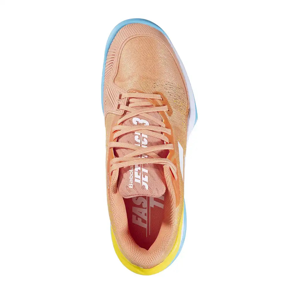 Babolat Jet Mach 3 All Court Women Tennis Shoes - Coral/Gold Fusion-The Racquet Shop-Shop Online in UAE, Saudi Arabia, Kuwait, Oman, Bahrain and Qatar