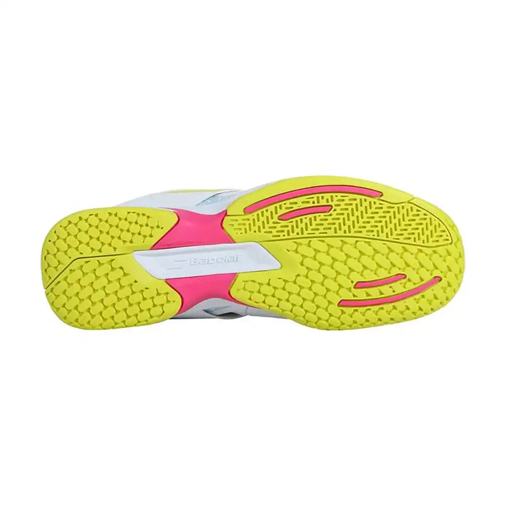 Babolat Propulse All Court Junior Tennis Shoes - White/Red Rose-The Racquet Shop-Shop Online in UAE, Saudi Arabia, Kuwait, Oman, Bahrain and Qatar