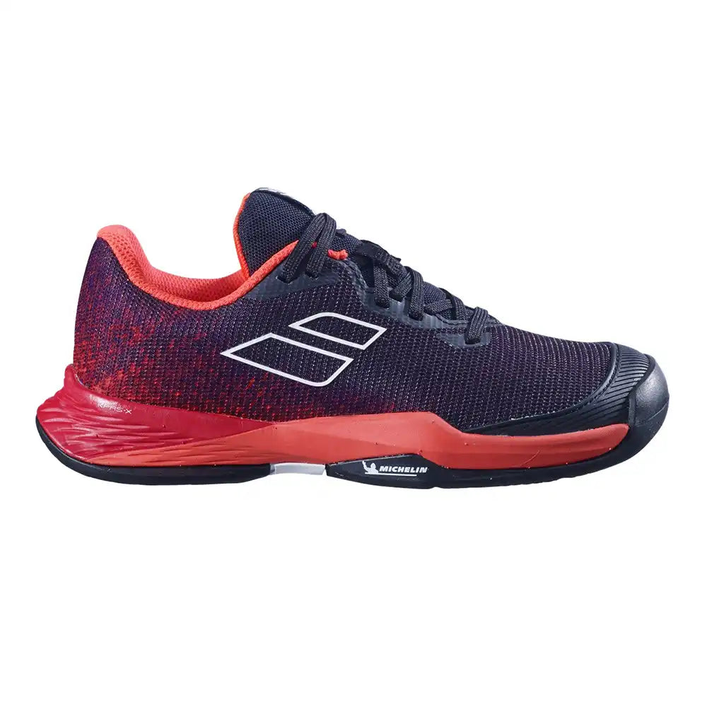 Babolat Jet Mach 3 All Court Junior Boy Tennis Shoes - Black/Poppy-The Racquet Shop-Shop Online in UAE, Saudi Arabia, Kuwait, Oman, Bahrain and Qatar