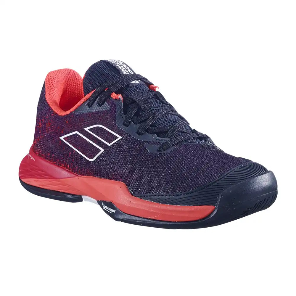 Babolat Jet Mach 3 All Court Junior Boy Tennis Shoes - Black/Poppy-The Racquet Shop-Shop Online in UAE, Saudi Arabia, Kuwait, Oman, Bahrain and Qatar