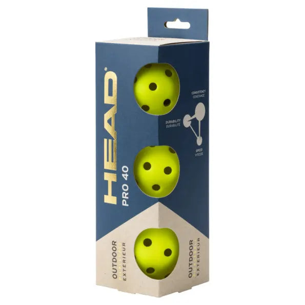HEAD Pro 40 Pickleball balls - 3pcs/pack-The Racquet Shop-Shop Online in UAE, Saudi Arabia, Kuwait, Oman, Bahrain and Qatar
