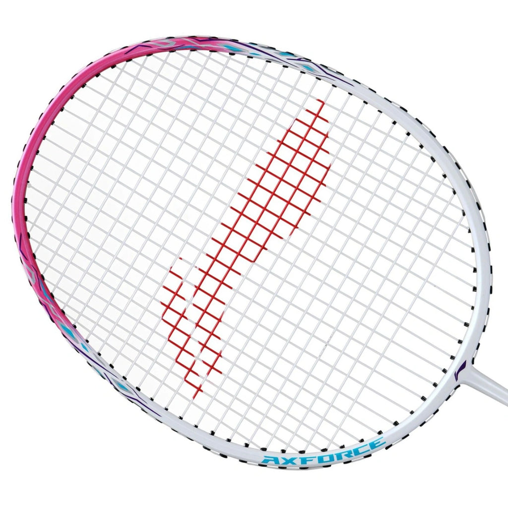 Li-Ning Axforce 9 Badminton Racquet (White/Pink)-The Racquet Shop-Shop Online in UAE, Saudi Arabia, Kuwait, Oman, Bahrain and Qatar