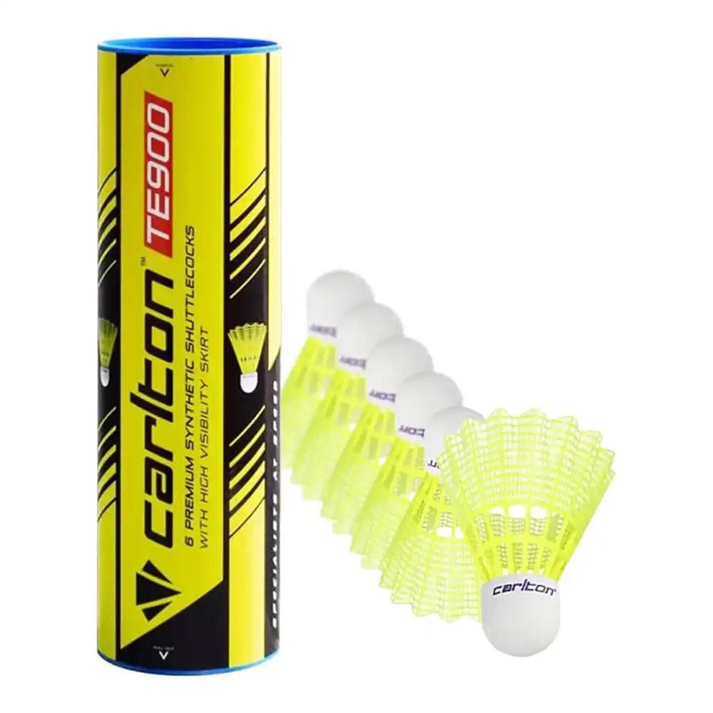 Carlton TE900 Yellow Badminton Shuttlecock - 6 Pack-The Racquet Shop-Shop Online in UAE, Saudi Arabia, Kuwait, Oman, Bahrain and Qatar