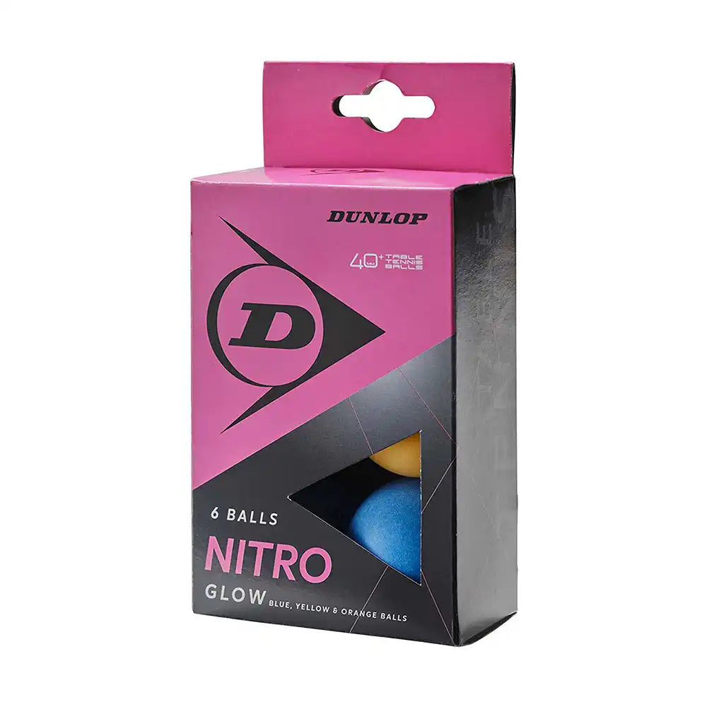 Dunlop 40+ Nitro Glow Table Tennis Balls - 6 Pack-The Racquet Shop-Shop Online in UAE, Saudi Arabia, Kuwait, Oman, Bahrain and Qatar