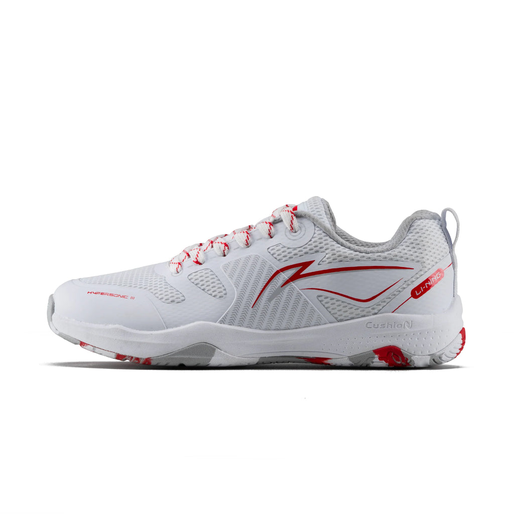 Li-Ning Hypersonic III Badminton Shoes - White/Red/Gray-The Racquet Shop-Shop Online in UAE, Saudi Arabia, Kuwait, Oman, Bahrain and Qatar