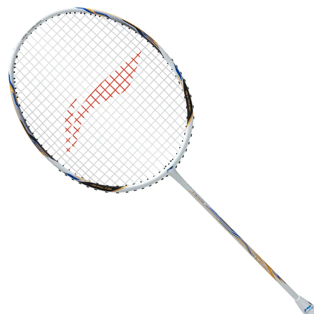 Li-Ning Tectonic 3R - 4U Badminton Racquet (White/Gold/Blue)-The Racquet Shop-Shop Online in UAE, Saudi Arabia, Kuwait, Oman, Bahrain and Qatar