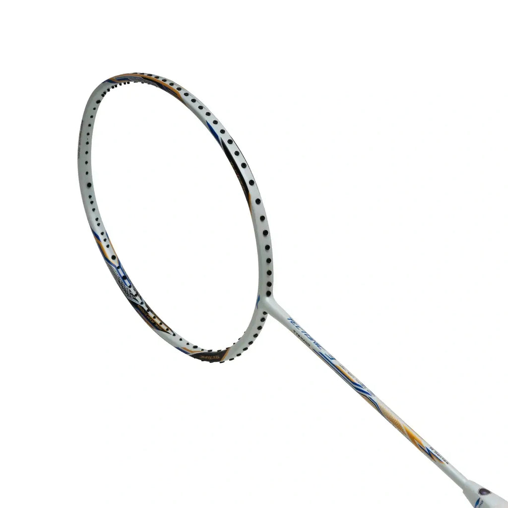 Li-Ning Tectonic 3R - 4U Badminton Racquet (White/Gold/Blue)-The Racquet Shop-Shop Online in UAE, Saudi Arabia, Kuwait, Oman, Bahrain and Qatar