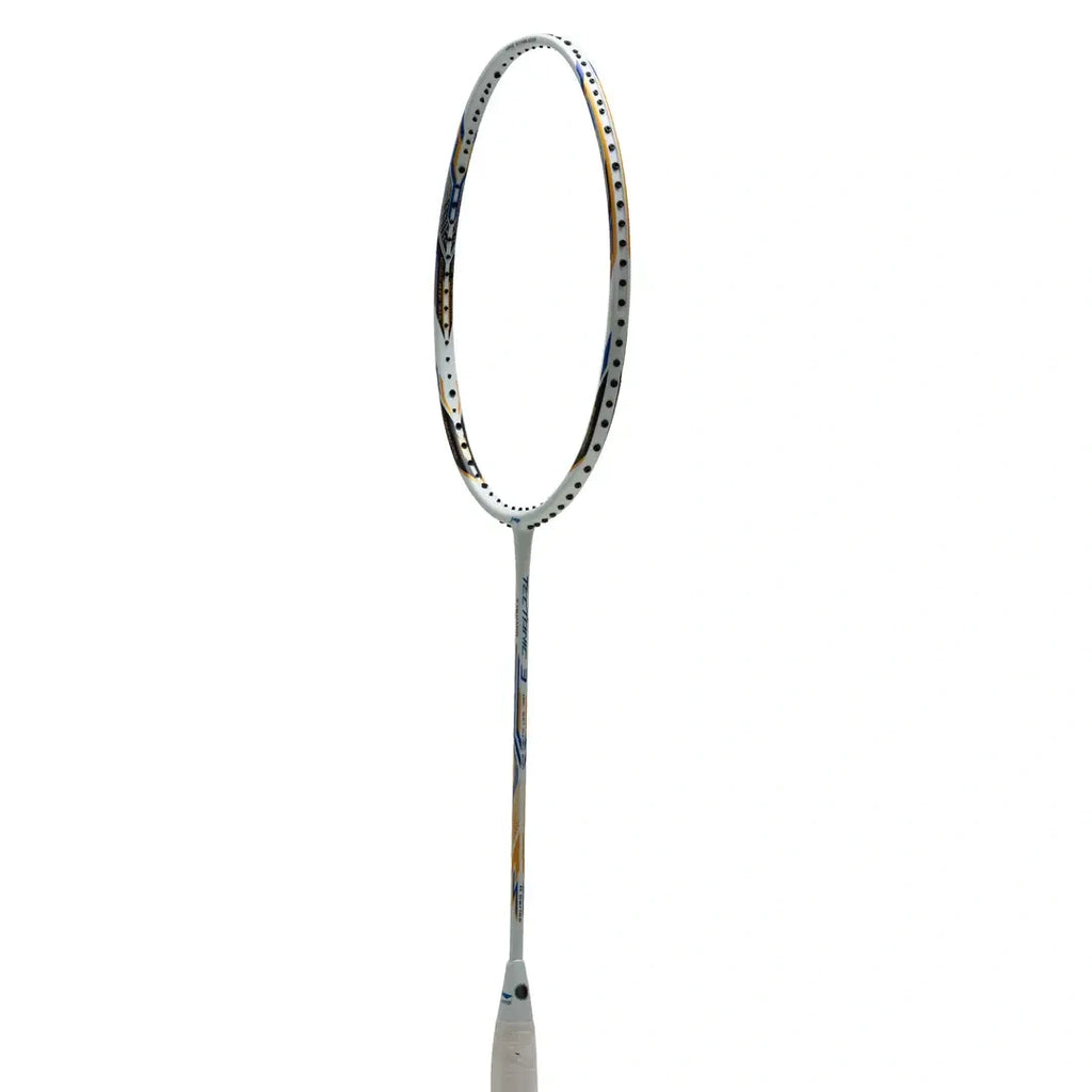 Li-Ning Tectonic 3R - 4U Badminton Racquet (White/Gold/Blue)-The Racquet Shop-Shop Online in UAE, Saudi Arabia, Kuwait, Oman, Bahrain and Qatar