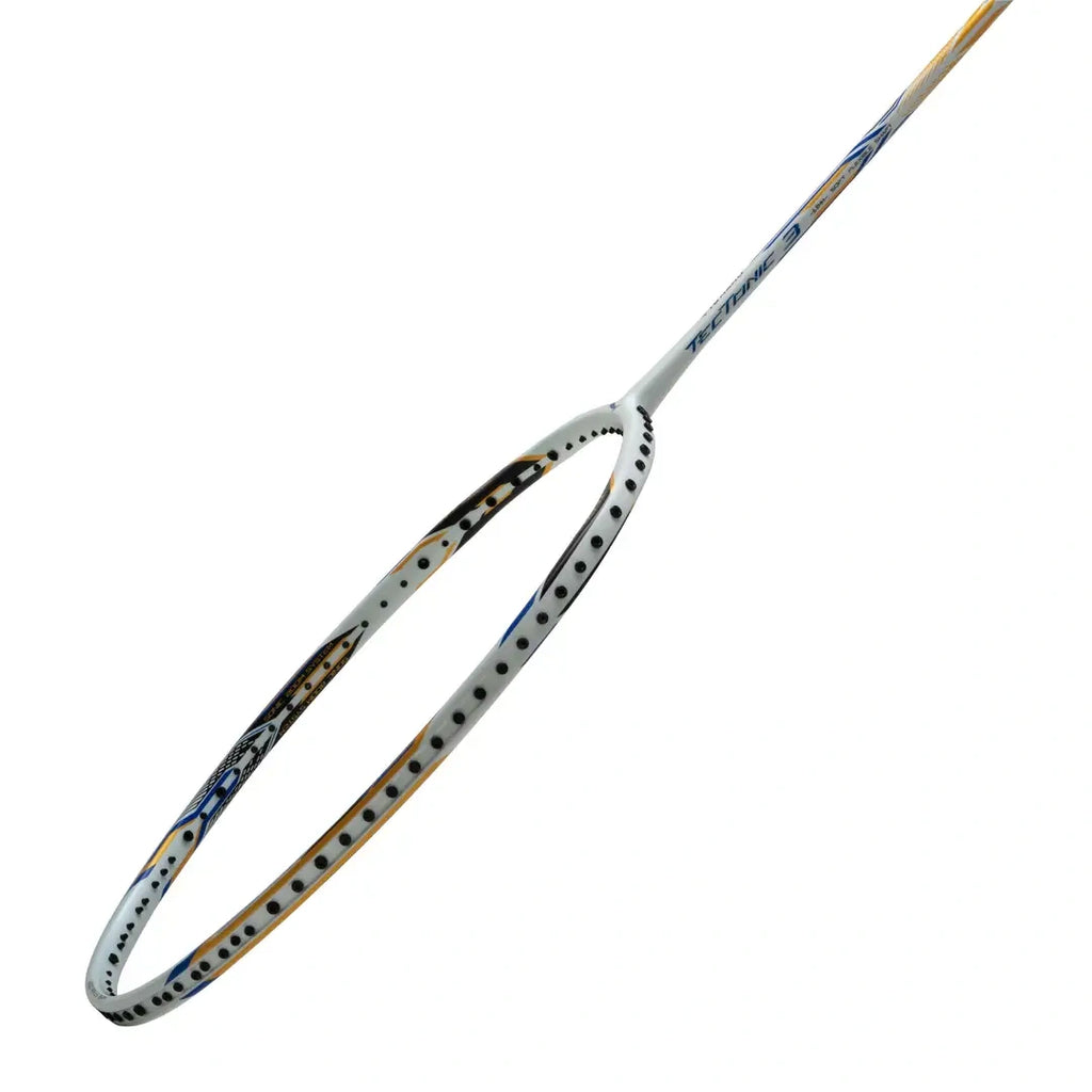 Li-Ning Tectonic 3R - 4U Badminton Racquet (White/Gold/Blue)-The Racquet Shop-Shop Online in UAE, Saudi Arabia, Kuwait, Oman, Bahrain and Qatar