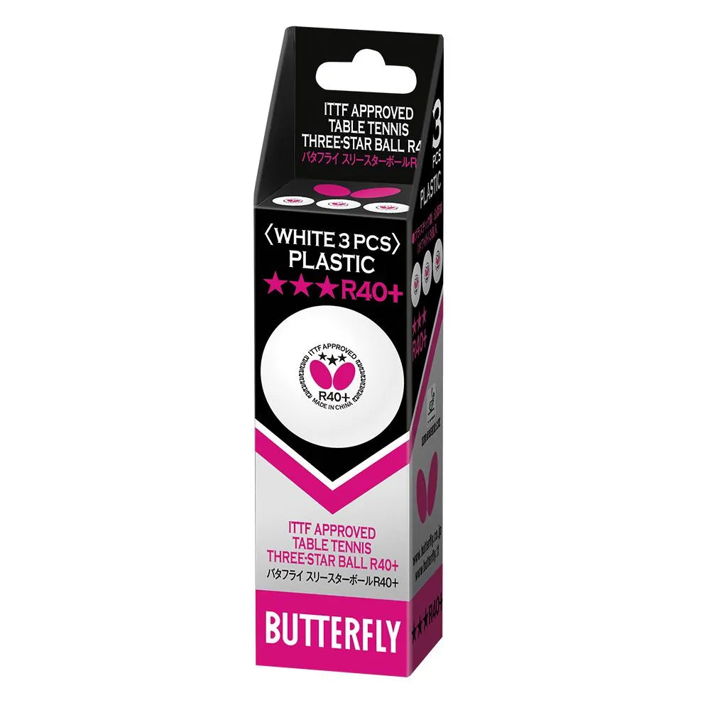 Butterfly Three Star R40+ Table Tennis Ball-The Racquet Shop-Shop Online in UAE, Saudi Arabia, Kuwait, Oman, Bahrain and Qatar