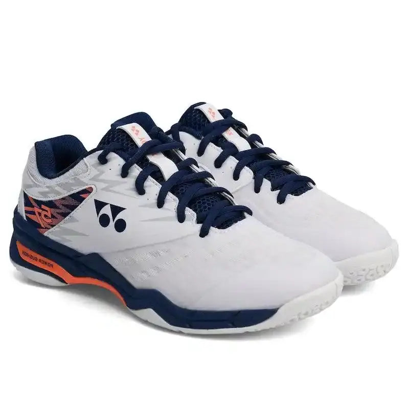 Yonex Power Cushion 57 Badminton Shoes - White/Neon Orange-The Racquet Shop-Shop Online in UAE, Saudi Arabia, Kuwait, Oman, Bahrain and Qatar